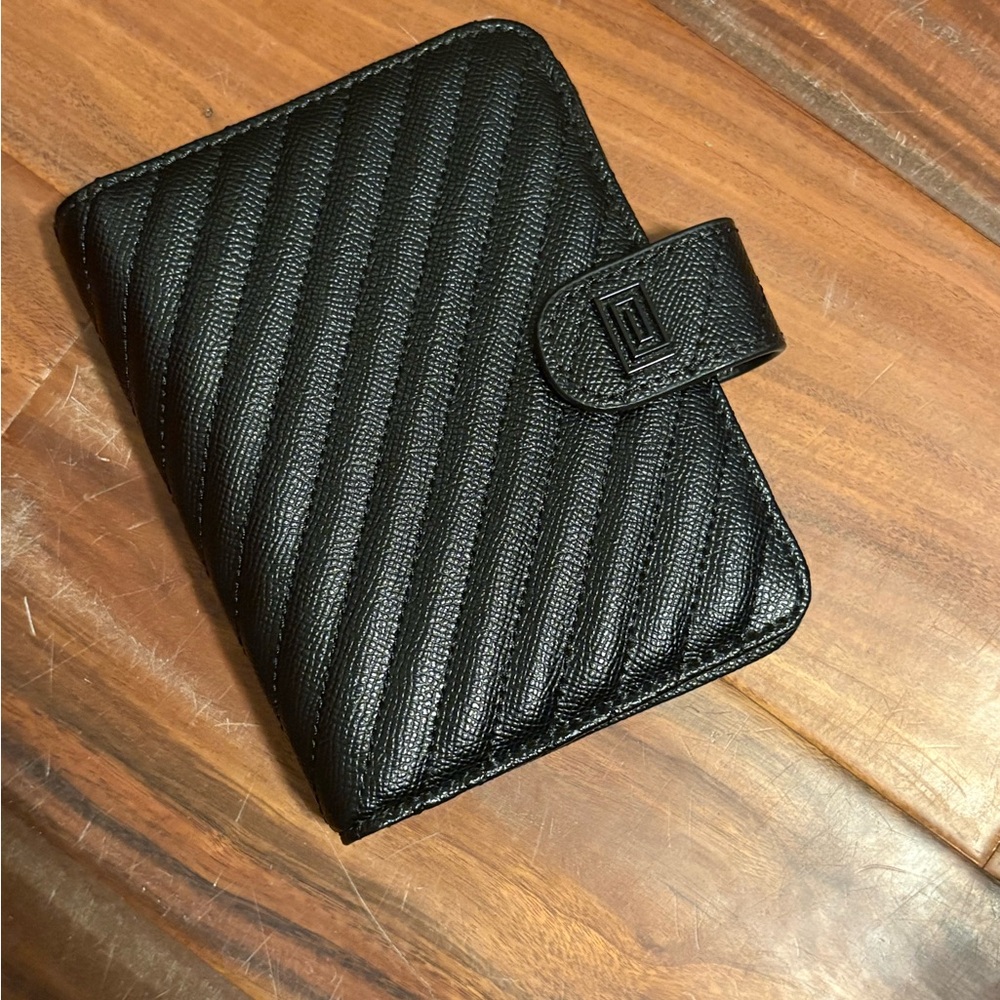 NOTIQ Quilted Faux Leather Planner Wallet Organizer Black‎ Snap Closure (A2)